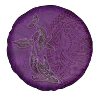 Hawaiian Whales Polynesian Art Motifs Spare Tire Cover Purple Color - Polynesian Pride