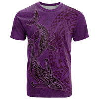 Hawaiian Whales Polynesian Art Motifs T Shirt Purple Color - Polynesian Pride