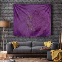 Hawaiian Whales Polynesian Art Motifs Tapestry Purple Color - Polynesian Pride
