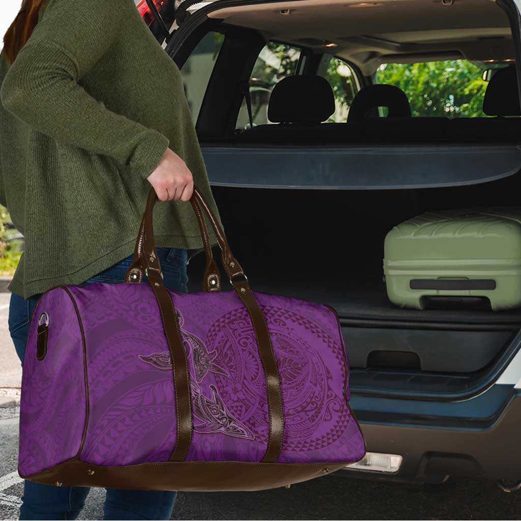 Hawaiian Whales Polynesian Art Motifs Travel Bag Purple Color - Polynesian Pride