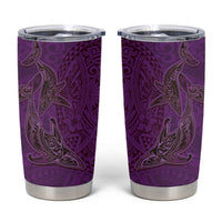 Hawaiian Whales Polynesian Art Motifs Tumbler Cup Purple Color - Polynesian Pride