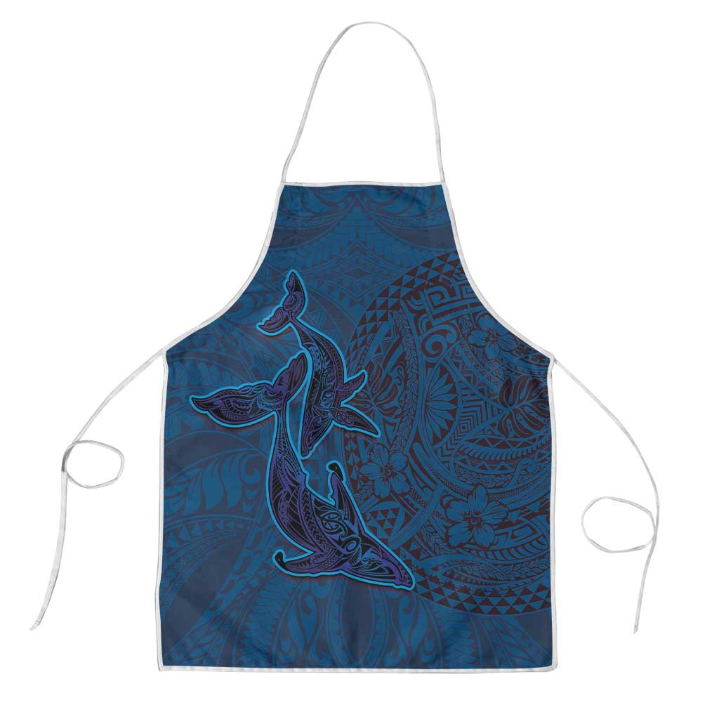 Hawaiian Whales Polynesian Art Motifs Apron Blue Color LT03 Blue - Polynesian Pride