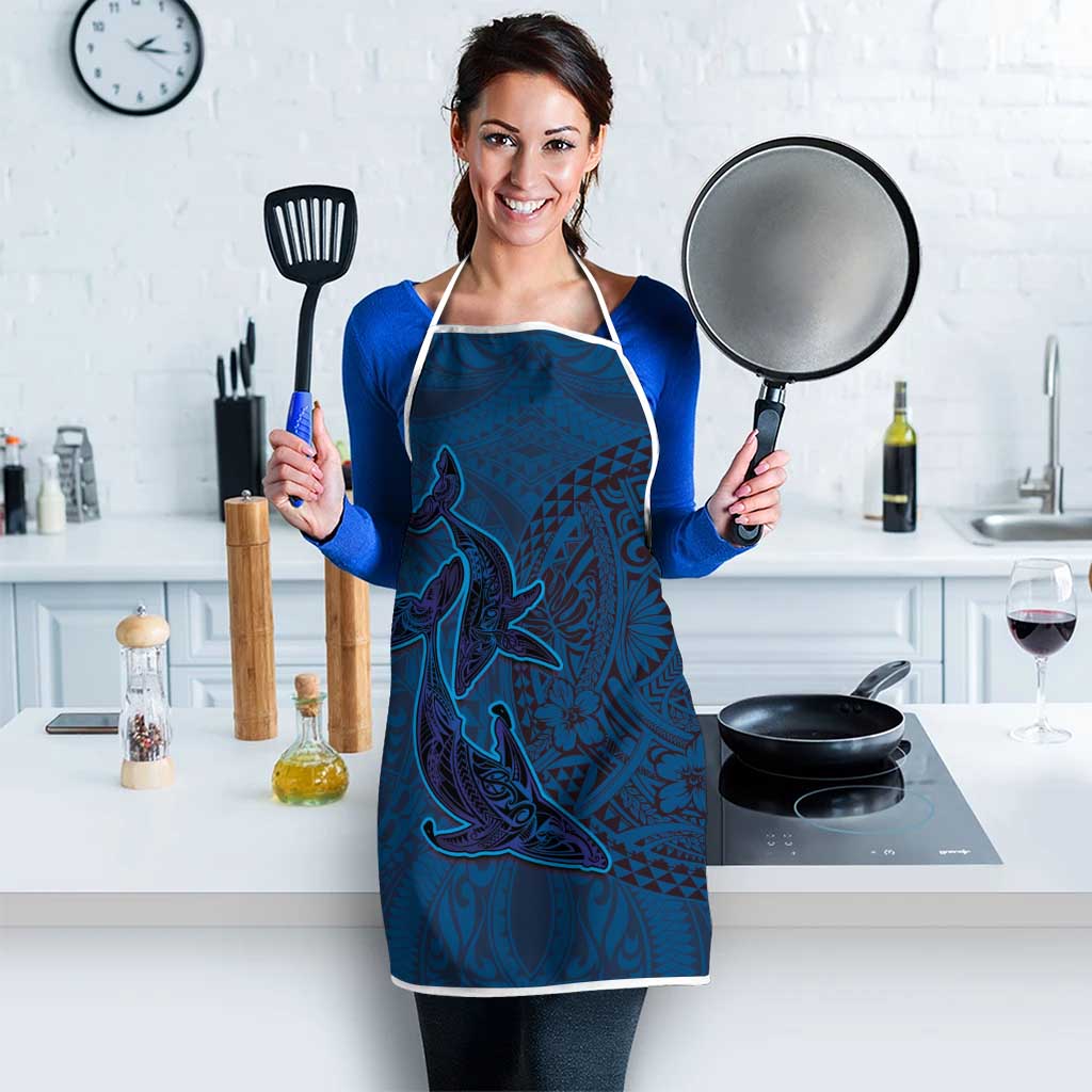 Hawaiian Whales Polynesian Art Motifs Apron Blue Color LT03 - Polynesian Pride