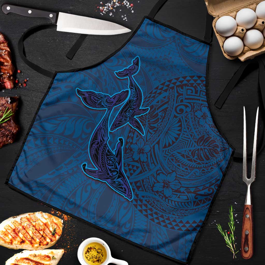 Hawaiian Whales Polynesian Art Motifs Apron Blue Color LT03 Blue - Polynesian Pride