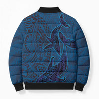 Hawaiian Whales Polynesian Art Motifs Bomber Puffer Jacket Blue Color LT03 - Polynesian Pride