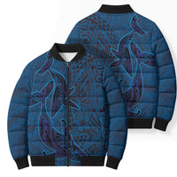 Hawaiian Whales Polynesian Art Motifs Bomber Puffer Jacket Blue Color LT03 - Polynesian Pride