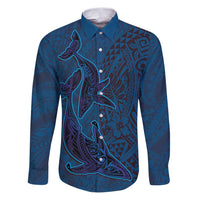 Hawaiian Whales Polynesian Art Motifs Family Matching Puletasi and Hawaiian Shirt Blue Color - Polynesian Pride