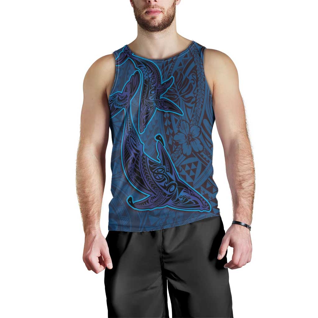 Hawaiian Whales Polynesian Art Motifs Men Tank Top Blue Color LT03 - Polynesian Pride