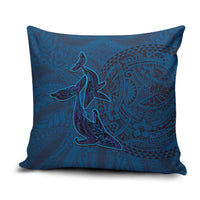 Hawaiian Whales Polynesian Art Motifs Pillow Cover Blue Color - Polynesian Pride