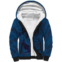 Hawaiian Whales Polynesian Art Motifs Sherpa Hoodie Blue Color LT03 Unisex Blue - Polynesian Pride