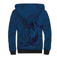 Hawaiian Whales Polynesian Art Motifs Sherpa Hoodie Blue Color LT03 - Polynesian Pride