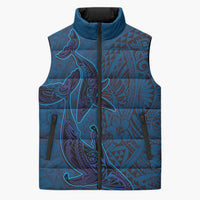Hawaiian Whales Polynesian Art Motifs Sleeveless Puffer Jacket Blue Color LT03 Unisex Blue - Polynesian Pride