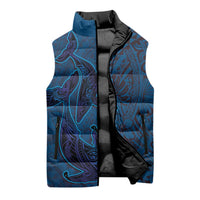 Hawaiian Whales Polynesian Art Motifs Sleeveless Puffer Jacket Blue Color LT03 - Polynesian Pride