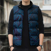 Hawaiian Whales Polynesian Art Motifs Sleeveless Puffer Jacket Blue Color LT03 - Polynesian Pride