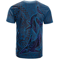 Hawaiian Whales Polynesian Art Motifs T Shirt Blue Color - Polynesian Pride