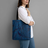 Hawaiian Whales Polynesian Art Motifs Tote Bag Blue Color - Polynesian Pride