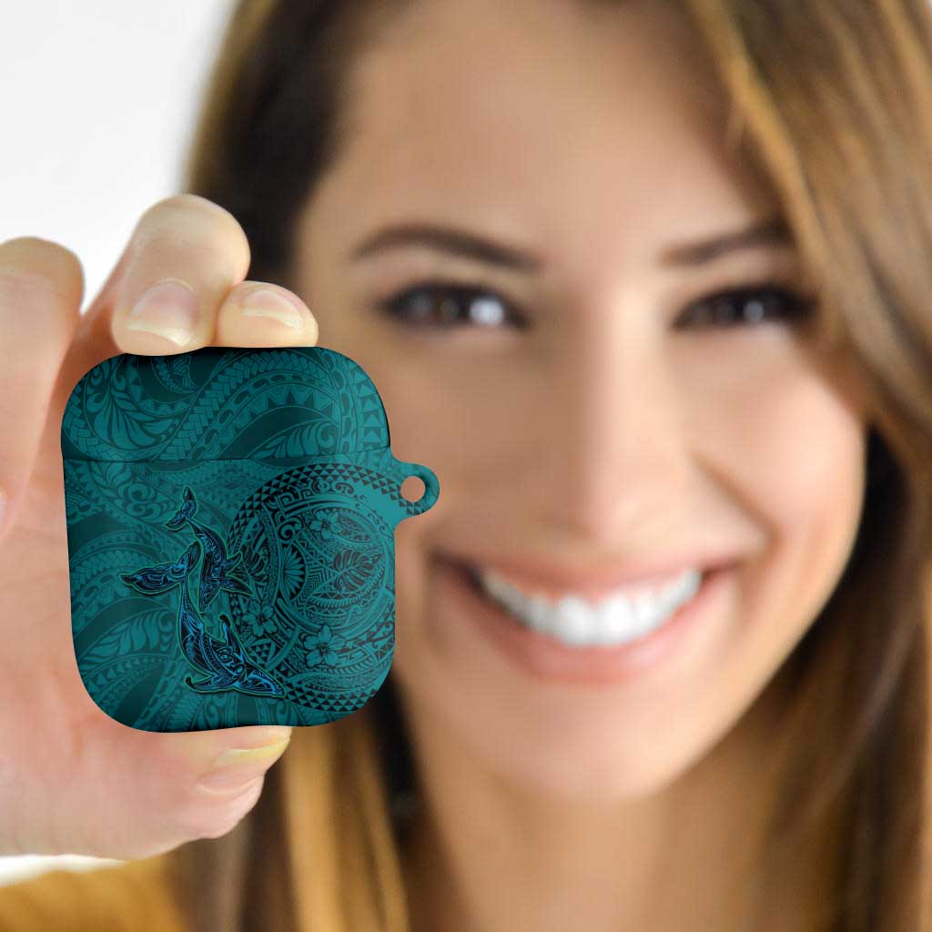 Hawaiian Whales Polynesian Art Motifs AirPods Case Turquoise Color LT03 - Polynesian Pride