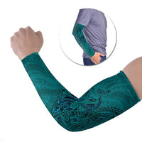 Hawaiian Whales Polynesian Art Motifs Arm Sleeves Turquoise Color - Polynesian Pride