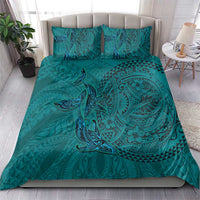 Hawaiian Whales Polynesian Art Motifs Bedding Set Turquoise Color - Polynesian Pride
