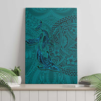 Hawaiian Whales Polynesian Art Motifs Canvas Wall Art Turquoise Color LT03 - Polynesian Pride