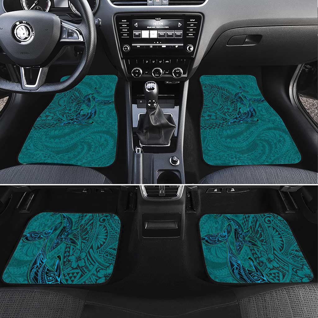 Hawaiian Whales Polynesian Art Motifs Car Mats Turquoise Color - Polynesian Pride