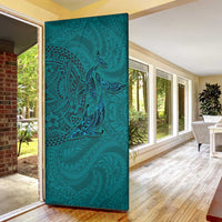 Hawaiian Whales Polynesian Art Motifs Door Cover Turquoise Color LT03 - Polynesian Pride