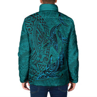 Hawaiian Whales Polynesian Art Motifs Padded Jacket Turquoise Color LT03 - Polynesian Pride