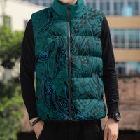 Hawaiian Whales Polynesian Art Motifs Sleeveless Puffer Jacket Turquoise Color LT03 - Polynesian Pride