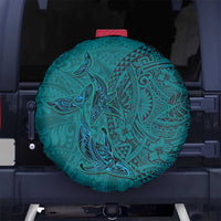 Hawaiian Whales Polynesian Art Motifs Spare Tire Cover Turquoise Color - Polynesian Pride