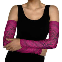 Hawaiian Whales Polynesian Art Motifs Arm Sleeves Pink Color - Polynesian Pride