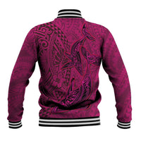 Hawaiian Whales Polynesian Art Motifs Baseball Jacket Pink Color LT03 - Polynesian Pride