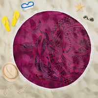 Hawaiian Whales Polynesian Art Motifs Beach Blanket Pink Color LT03 One Size 150cm Pink - Polynesian Pride