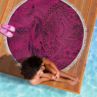 Hawaiian Whales Polynesian Art Motifs Beach Blanket Pink Color LT03 - Polynesian Pride