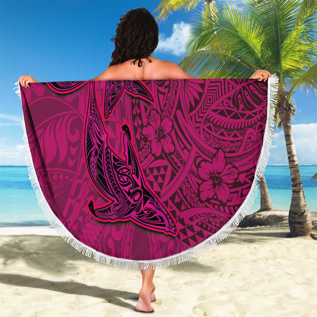 Hawaiian Whales Polynesian Art Motifs Beach Blanket Pink Color LT03 - Polynesian Pride