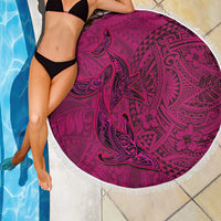 Hawaiian Whales Polynesian Art Motifs Beach Blanket Pink Color LT03 - Polynesian Pride