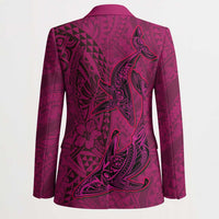 Hawaiian Whales Polynesian Art Motifs Blazer Pink Color LT03 - Polynesian Pride