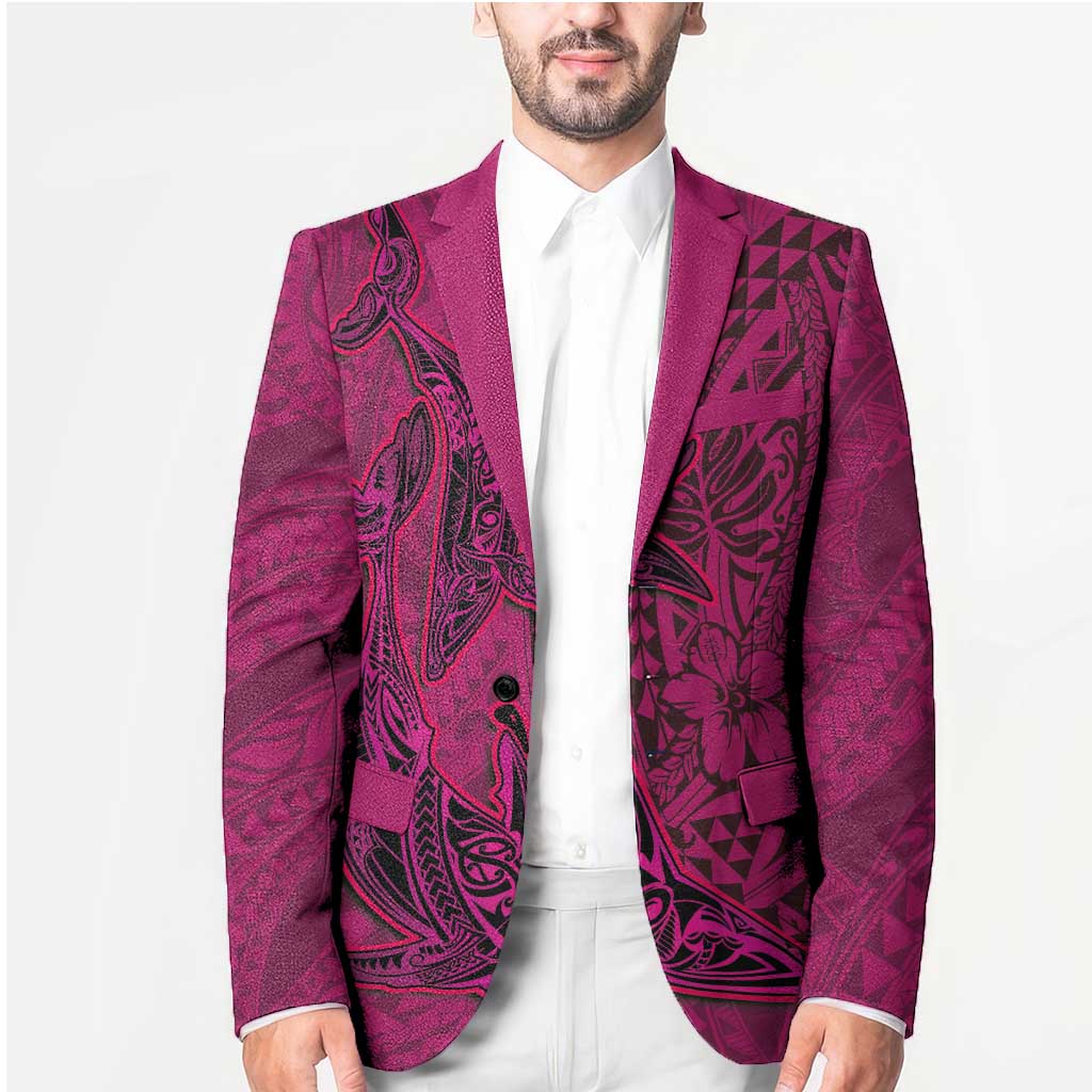 Hawaiian Whales Polynesian Art Motifs Blazer Pink Color LT03 - Polynesian Pride