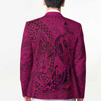 Hawaiian Whales Polynesian Art Motifs Blazer Pink Color LT03 - Polynesian Pride