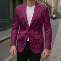 Hawaiian Whales Polynesian Art Motifs Blazer Pink Color LT03 - Polynesian Pride