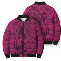 Hawaiian Whales Polynesian Art Motifs Bomber Puffer Jacket Pink Color LT03 - Polynesian Pride