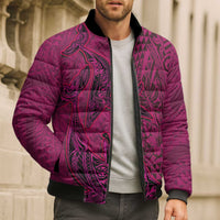 Hawaiian Whales Polynesian Art Motifs Bomber Puffer Jacket Pink Color LT03 - Polynesian Pride