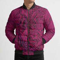 Hawaiian Whales Polynesian Art Motifs Bomber Puffer Jacket Pink Color LT03 - Polynesian Pride