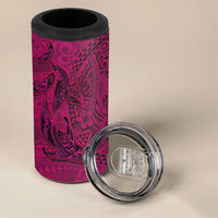 Hawaiian Whales Polynesian Art Motifs 4 in 1 Can Cooler Tumbler Pink Color - Polynesian Pride