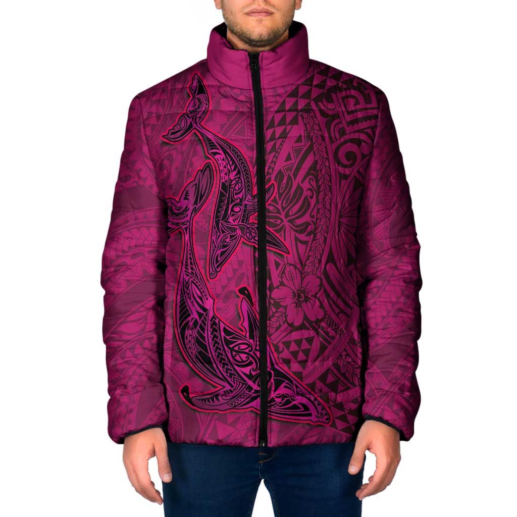 Hawaiian Whales Polynesian Art Motifs Padded Jacket Pink Color LT03 Men Pink - Polynesian Pride