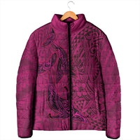 Hawaiian Whales Polynesian Art Motifs Padded Jacket Pink Color LT03 - Polynesian Pride