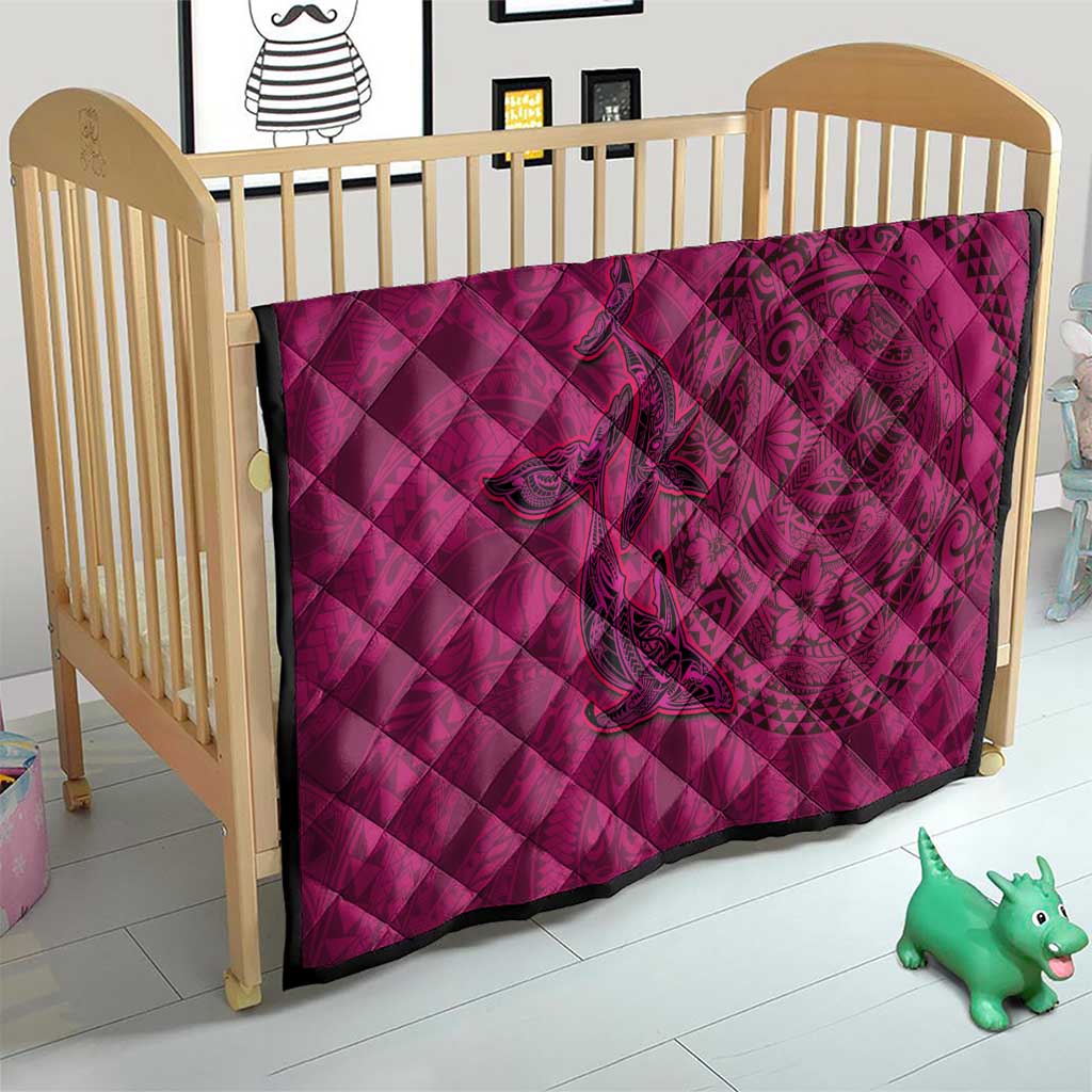 Hawaiian Whales Polynesian Art Motifs Quilt Pink Color - Polynesian Pride