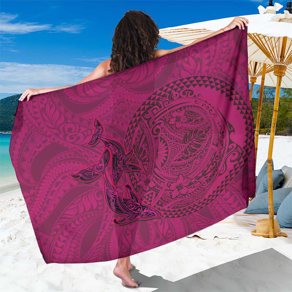 Hawaiian Whales Polynesian Art Motifs Sarong Pink Color - Polynesian Pride