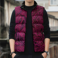 Hawaiian Whales Polynesian Art Motifs Sleeveless Puffer Jacket Pink Color LT03 - Polynesian Pride