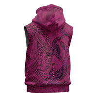Hawaiian Whales Polynesian Art Motifs Sleeveless Zip Hoodie Pink Color - Polynesian Pride