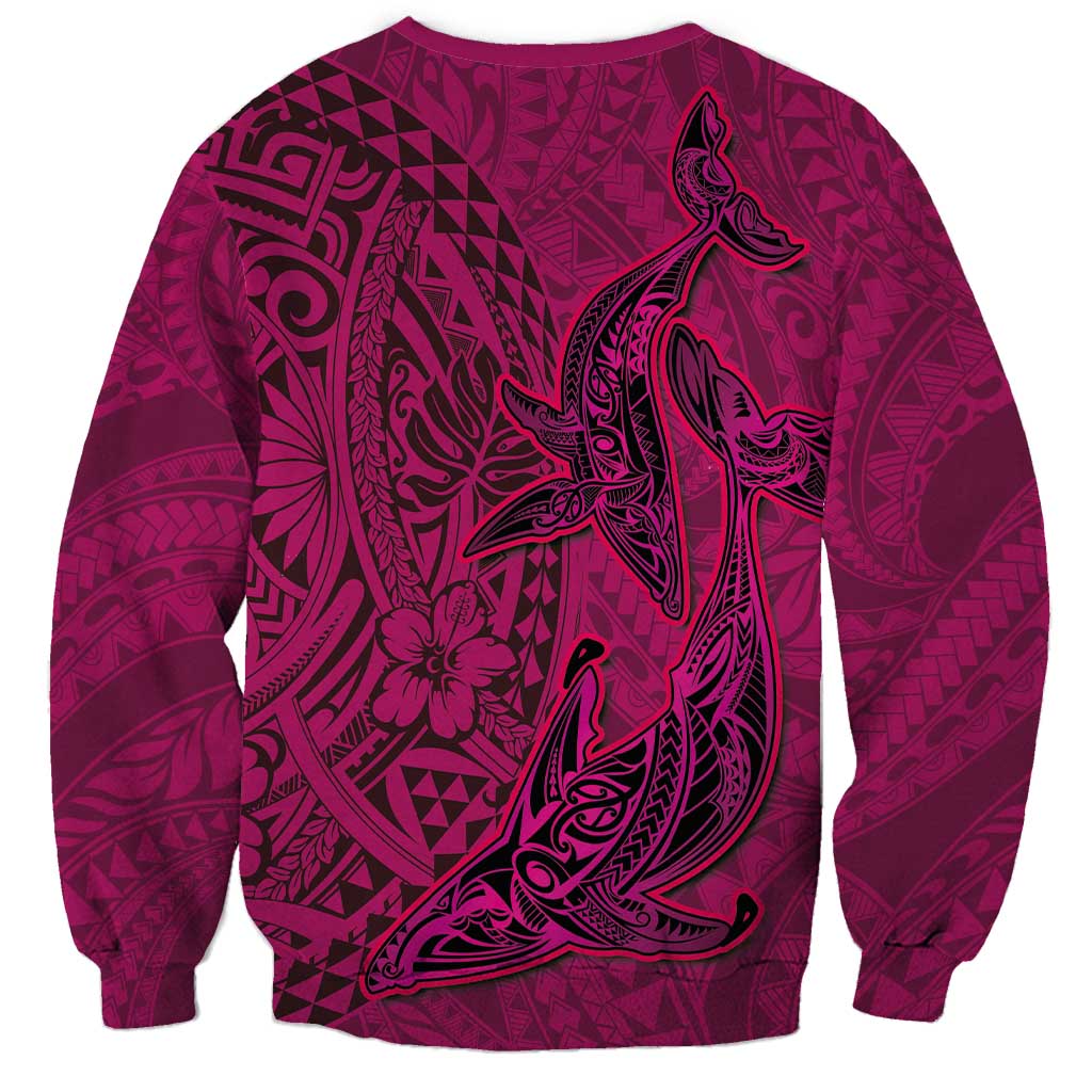 Hawaiian Whales Polynesian Art Motifs Sweatshirt Pink Color LT03 - Polynesian Pride